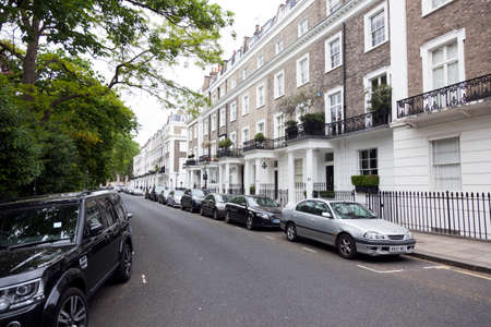 London, United Kingdom, 7 may 2017: trees and street in london kensingtonのeditorial素材