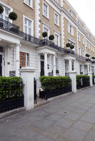 London, United Kingdom, 7 may 2017: houses with white columns on thurloe street in london kensingtonのeditorial素材
