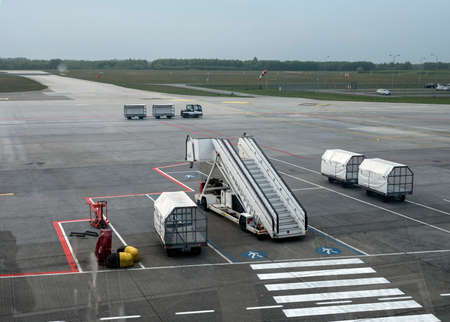 Eindhoven, Netherlands, 5 may 2017: empty airfield of Eindhoven Airport in the netherlands waiting for airplane and passengersのeditorial素材