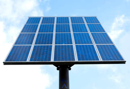 solar panels and blue sky with clouds for clean energyの写真素材
