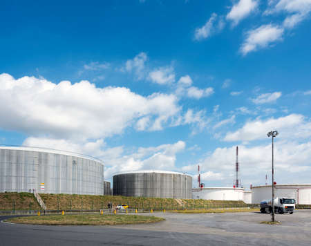 refinery of total in belgian city of antwerp under cloudy sky