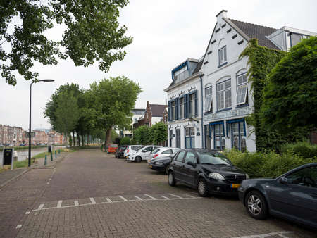front of delft blue factory delftse pauw in dutch city of delftのeditorial素材