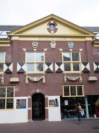 Delft, netherlands, 30 june 2017: tourist in front of museum st lucas gilde in dutch town of delftのeditorial素材