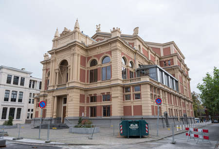 theatre in the old city of groningen in the netherlands being renovatedの写真素材
