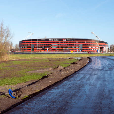 afas soccer stadium of az alkmaar in the dutch province of north hollandのeditorial素材