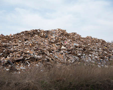 waste dump of wood in the netherlands at almere in province of flevolandの写真素材
