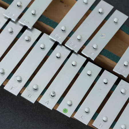 closeup of small xylophone for children seen from aboveの写真素材
