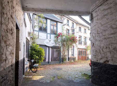 court with shops in centre of town of Spa in the belgian ardennesのeditorial素材
