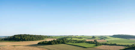 landscape with cornfields and meadows in regional parc de caps et marais dopale in the north of franceの写真素材