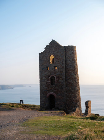 tin mine ruin of wheal coates near saint agnes in cornwall at sunset