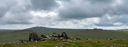 national park dartmoor in the UK is a wonderful nature reserve with hills, tors and wild natureの写真素材