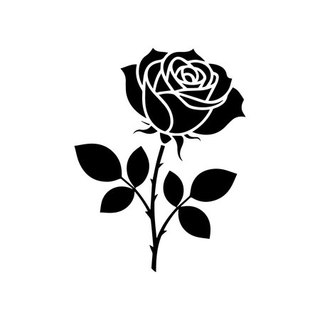 silhouette of rose flower icon over white background, vector illustrationのイラスト素材