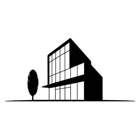 silhouette of a building on a white background, vector illustrationのイラスト素材