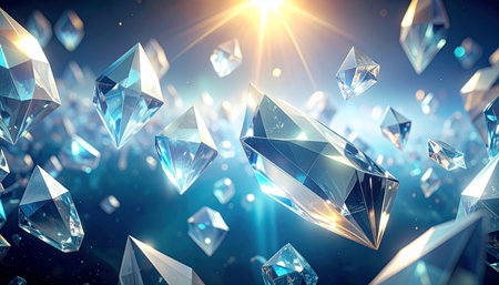 Futuristic crystal background. 3d rendering, 3d illustration.の素材