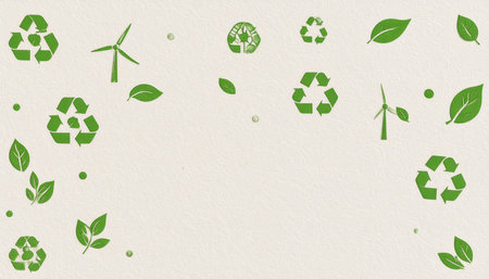 Ecology concept. Paper cut of recycling symbol on white paper backgroundの素材