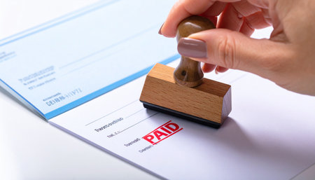 Red stamp on job application form. Job application form with stamp.の素材