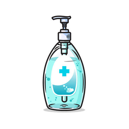 Alcohol gel, Hand wash gel,vector design, flat design and isolated.のイラスト素材
