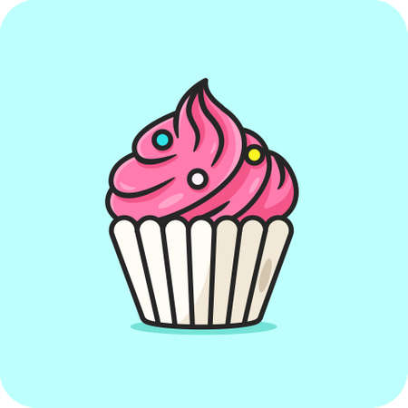 Cupcake Strawberry with topping, vector design and isolated background.のイラスト素材