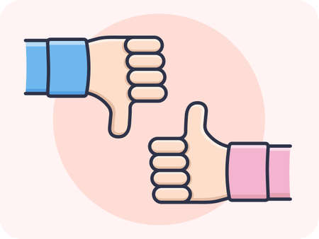 Hand Gestures like dislike, gestures that indicate likes and dislikes,
 vector design and isolated background.のイラスト素材