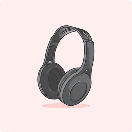 headphones gray color, vector design isolated and flat design.のイラスト素材
