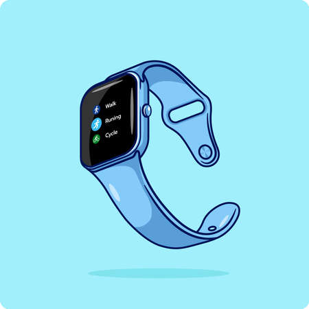 Smart watch blue color, vector design and isolated background.のイラスト素材