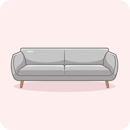 Modern Sofa Gray color interior design, vector design and isolated background.のイラスト素材
