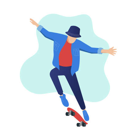 Man skateboarding, illustrator design and isolated background.のイラスト素材