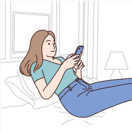 Women use smartphones to connect with people via social media, Vector design and illustration.のイラスト素材