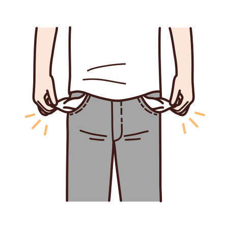 Both pants pockets are empty, illustrator design and isolated background.のイラスト素材