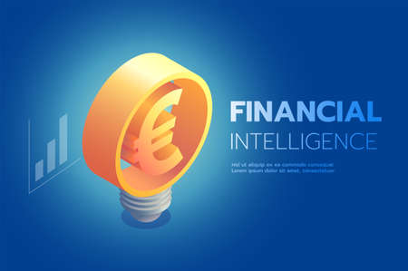 Finance Management Creative Ideas, Financial Innovation Concept, Euro money Isometric Vector Illustration.のイラスト素材