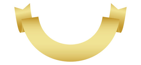 Gold ribbon icon on white background. Vector illustration for your design.のイラスト素材