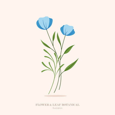 flower and Green leaf botanical illustration and flat design.のイラスト素材