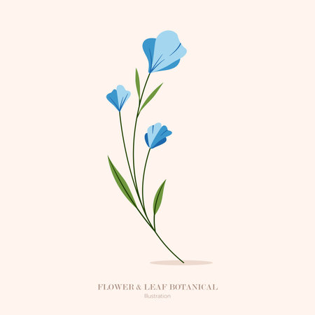 flower and Green leaf botanical illustration and flat design.のイラスト素材