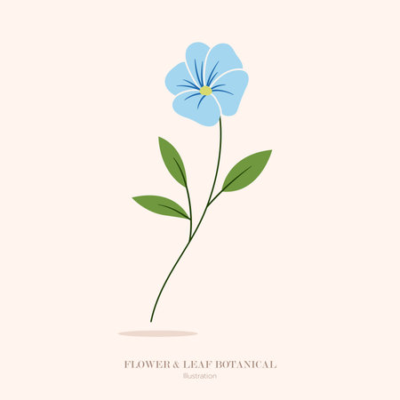 flower and Green leaf botanical illustration and flat design.のイラスト素材