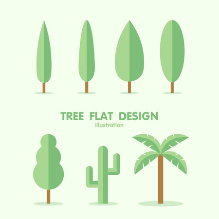 Tree Plant illustration, flat design, and minimal styleのイラスト素材