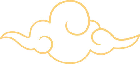 Chinese style cloud ornament, illustrations and decorations for Asian New Year, flat design, 2D front view.のイラスト素材