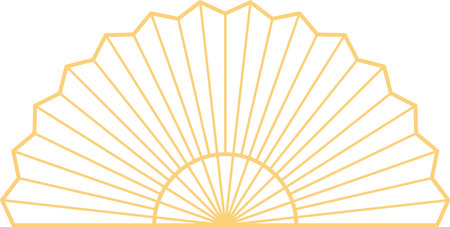Folding Hand fan asian style, semicircular shape, illustration and decoration, flat design, 2D front view.のイラスト素材