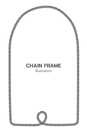 Vertical rectangle chain frame corner, coiled into arc shape.のイラスト素材