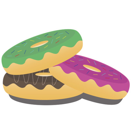 Colorful doughnuts piled up vector image illustrationのイラスト素材