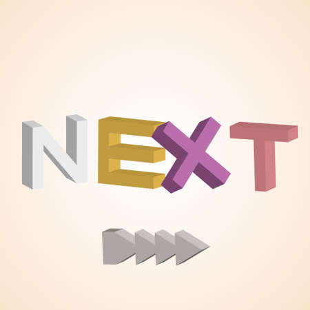 Next word and arrow in 3D vector image illustrationのイラスト素材