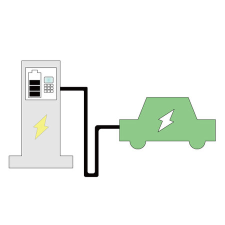 The electric car is charging vector image illustrationのイラスト素材