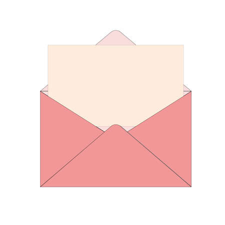 A letter paper in a pink envelope vector image illustrationのイラスト素材