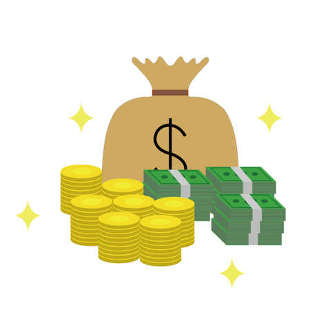 There is a lot of money piled up vector image illustrationのイラスト素材