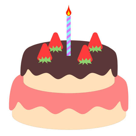 A delicious strawberry cake that you eat on the same anniversary as your birthday vector image illustrationのイラスト素材