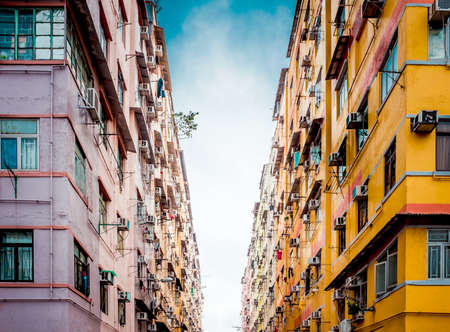 Residential aprtment in old district, Hong Kongの写真素材