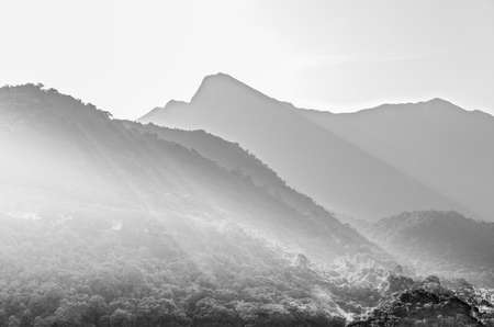 Mountain landscape black and white, Hong Kongの写真素材