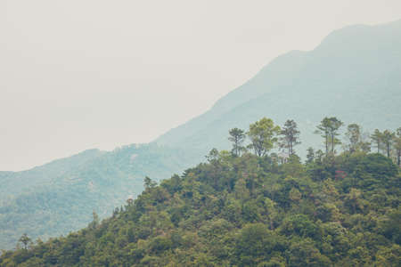 Misty mountain landscape, afternoon, nobody