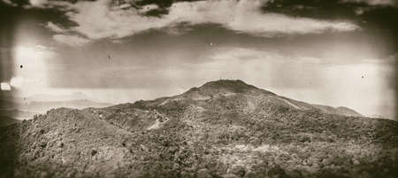 Panorama of Asia  Countryside, Spring, with wetplate effectの写真素材