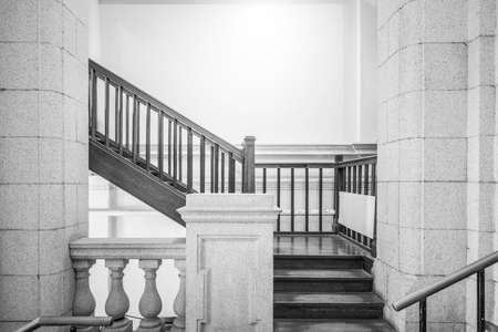 Empty staircase in a university in black and whiteのeditorial素材