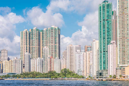 Residential area in Hong Kong west side, in summerの写真素材